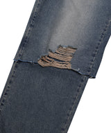 LAYERED DAMAGE DENIM_BEIGE INDIGO