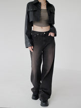 ブラウンウォッシュドデニムトラウザーズ / Brown washed denim trousers