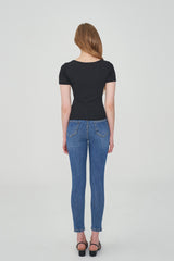 スパンデックススリットヘムスキニージーンズ/SPANDEX SLIT HEM SKINNY JEAN [6878]