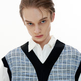 Cutting Point Vest [Blue Tweed] (6612236140662)