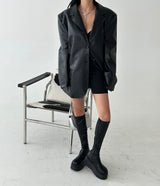 leather oversized-fit blazer jacket