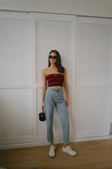 ラケットクラブストライプチューブトップ / SQB Racquet Club Striped Tube Top
