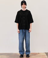 LACE POLO KNIT CARDIGAN (BLACK)