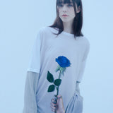 ブルーローズレイヤードTシャツ/0 6 blue rose layered t-shirt
