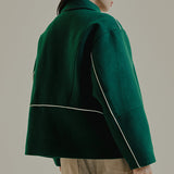 WOOL PIPING BIKER JACKET