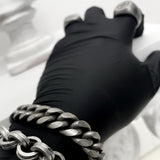 ヴィンテージ シルバー カーブ チェーン リンク ブレスレット / [BLESSEDBULLET]vintage silver curve chain link bracelet_13mm
