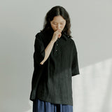 ハーフヘンリーネックシャツ / unisex half henlyneck shirts black