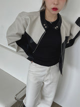 モーターカラーマッチングレザージャケット / motor color matching leather jacket