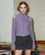 [NF] CUT-OUT 2 WAY KNIT ZIP UP (PURPLE)_F23ZA950