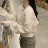 パステルVネッククロップドスウェットシャツ