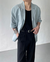 SI linen short-sleeved three-button jacket (2 colors)