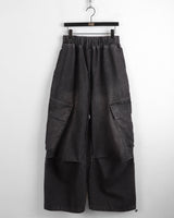 [MADE] Copter Vintage Washing Two-Way Banding Big Cargo Long Wide Denim Pants