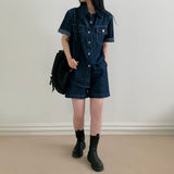 Overfit Denim Short Sleeve Shirt Setup