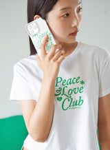ピース＆ラブ クラブ Tシャツ / Peace&Love*Club Crop T-shirt (White)