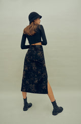 ケミカルウォッシュ風コーデュロイスカート / HIDE Slit Long Skirt (4606125572214)