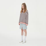 STRIPE V NECK KNIT_PINK (6612840743030)
