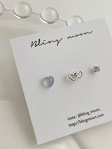 [3 set] sky double heart piercing set