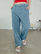 ストライプバンディングデニムパンツ/striped banding denim pants