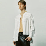 ウェスタンフリンジvネックカラーシャツ / western fringe v-collar shirts white