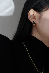 Oval onyx earrings