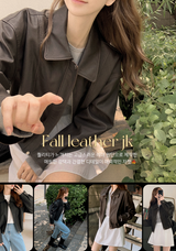 Classic Autumn Crop Leather Jacket (2color)