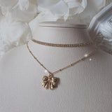 Lovely Ribbon Layered Necklace - Gold