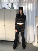 Chipo ストライプブラッシュクロップジップアップ