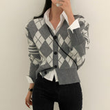 ポイントクロップアーガイルカーディガン / Point Crop Argyle Cardigan
