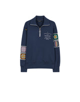 GRANNY SQUARE HALF ZIP UP SWEATSHIRT NAVY (6691434201206)