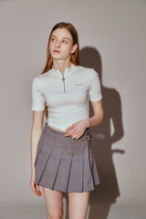 Lace Tape Half Zip-Up Ivory