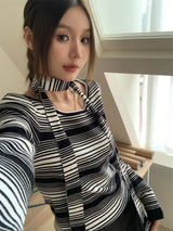 scarf striped knit top