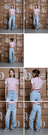 [24SS] SYMBOL LOGO MULTI COLOR CROP KNIT VEST BLUE
