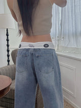 レタリングデニムトラウザーズ /  lettering denim trousers