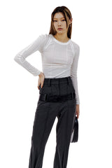 LEATHER STRAP TAILORED PANTS (CHARCOAL) (6654715560054)