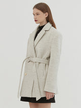 BELTED HALF COAT - LIGHT MELANGE (6636724650102)