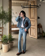 Lavender crop denim jacket (2 color) (6694661292150)