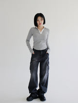 セニティーカーゴパンツ / no.5184 Senity Cargo Pants - Black denim