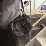 Wiltz leather washed pocket side zipper shoulder bag
