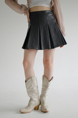 コンビレザープリーツスカート / Combi Leather Pleated Skirt (3color)