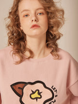 SETSETSET BIG FLOWER NAPPING SWEAT SHIRT PINK (6652493070454)