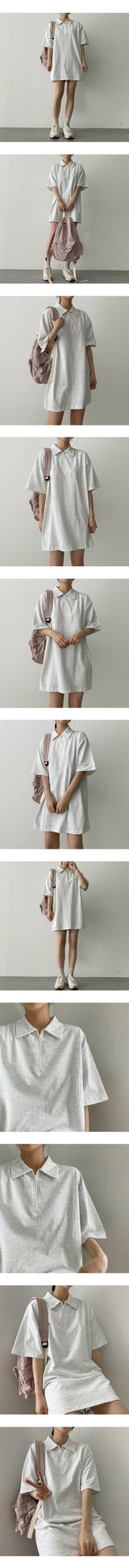 ローリーハーフジップアップカラーショートスリーブドレス / Roly Half Zip-Up Collar Short-Sleeved Dress