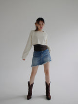 アンバランスデニムスカートプリーツ / no.802 Unbalance Denim Skirt Pants