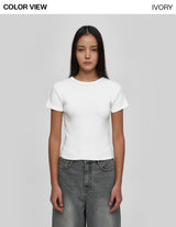 [B-BASIC] Round Neck Slim Brushed Short Sleeve Tee