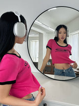 ブラーショートスリーブクロップドTシャツ