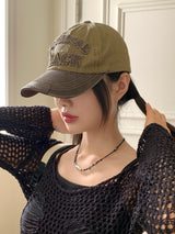 ブラックY2Kレタリングパッチボールキャップキャップ