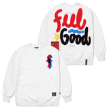 フィールグッドオーバーサイズドヘビースウェットシャツ / 22 FEEL GOOD OVERSIZED HEAVY SWEAT CREWNECK WHITE MELANGE / BLACK