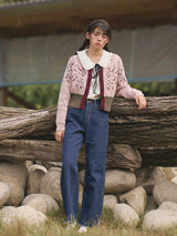 Waist Banding Floral Cardigan (Pink)