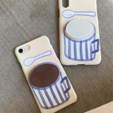 [セット] ドリンクシリーズ：ラテ / ラテフォンケース + スマホグリップ / [SET] Drink series : Latte / Latte phone case + griptok