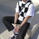 Uno Checker Town Knit Vest (2color) (6677041053814)