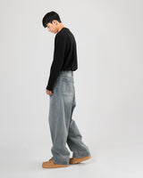 UネックシルケットロングスリーブTシャツ/U neck silket long sleeve 2color